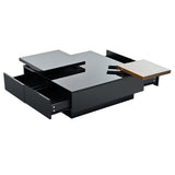 ZNTS Movable Top Coffee Table, Modern Square Wood Coffee Table with High Gloss finish, 4 Hidden Storage 25494699