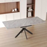 62.4" Extendable 78.15"Very large Grey Dining Table Modern Mid-Century Kitchen Table Set for Dining 25524818