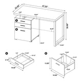 Writing Desk with 3 Drawers in White B016P162611