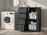 Black MDF with melamine veneer, 56*30*80cm, 4 drawers, 1 door, bathroom vanity 56634928