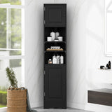 ZNTS Multi-Functional Corner Cabinet Tall Bathroom Storage Cabinet with Two Doors and Adjustable Shelves, WF530911AAB