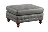 1pc Cocktail Ottoman Slate Gray Breathable Leatherette Tufted Nailhead Wooden Legs Living Room B011P234290