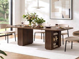 70.9" Rectangular Dining Table for 6 People, Fluted Panel Legs with 2 Side Storage Cabinets, MDF 65066596
