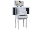 Standing Jewelry Armoire with Mirror, 5 Drawers & 14 Necklace Hooks, Jewelry Cabinet Chest with 96096796
