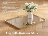 Anti-Fog Bathroom Wall Mirror 24" x 32" Shatterproof Mirror with Rectangular Metal Frame, Gold 19918576