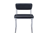 Set of 2 Upholstered Side Chairs, Black and Chrome B016P225404