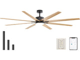 76 Inch Ceiling Fan with Lights Remote Control 8 Solid Wood Blades with 18W Dimmable LED Light W934P150062