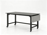 Mobile Rolling Computer Desk 48 Inch, Heavy Duty Metal Frame Home Office Desk with Storage Bag Hooks 12259958