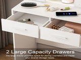 Small Makeup Vanity Desk with Mirror & Adjustable LED Lights,Built-in Power Outlet & Hidden Storage, 64240969