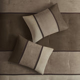 7 Piece Faux Suede Comforter Set Brown Queen B03596967