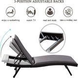 Outdoor PE Wicker Chaise Lounge - Set of 2 Patio Reclining Chair Furniture Set Beach Pool Adjustable W1859109883