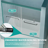 56"-60" W x 58" H Double Sliding Bathtub Shower Door, Semi-Frameless Bypass Tub Door, 1/4" W1573P292498