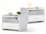2PCS Nightstands Particleboard & Melamine-Faced Storage Cabinet with 2 USB Ports 35618343