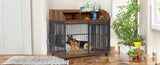 GO 44'' Heavy Duty Large Dog Furniture for Large Medium Dog with Lockable Wheels, Wooden Dog WF323360AAD