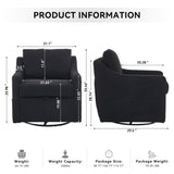011-Teddy Fabric 360&deg Swivel Accent Chair with Upholstered,One Back Pillow,Armrest with Rivets W527P190836