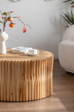 31.5" Retro Fashion Style Cylindrical Coffee Table with Vertical Texture Relief Design,Suitable for W757P183279