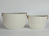 Round Concrete Planter Set of 2, Large Outdoor Indoor Handmade Rustic Decorative Planter Pots with W347P465313