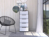 Kaia 5 Drawer Dresser, Vertical Dresser -Smokey Oak / White B20091874