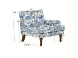Accent Chair, Floral Upholstery, Nailhead Trim, Solid Wood Legs, Farmhouse Style, Armchair, Blue and 76208680
