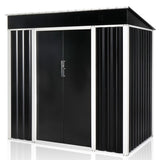 6 x 4 FT Outdoor Storage Shed, Metal Garden Storage House with Slanted Roof & Double Sliding Doors 72279813
