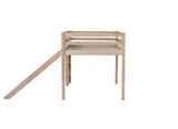 Twin Low Loft Bed with Slide, Ladder, Safety Guardrails, Rubber Wood Twin Loft Bed,White Oak W504P218527