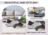 Round glass coffee table, 33.4" modern design unique coffee table. Tempered glass top with grey W1151P180317