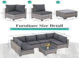 7-Piece Outdoor Patio Furniture Set, All-Weather Wicker Rattan Sectional Sofa with Thick Cushions & 10778419