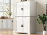 K&K 71" Tall Kitchen Pantry Cabinet with 3 Pull Out Cabinet Organizers, Farmhouse Embossed Texture 77762773