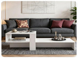 2-Tier Modern Geometric Coffee Table Engineered Wood Low Center Table with Storage Shelf, Waterproof 79340372