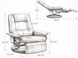 Light Brown Faux Leather Swivel Recliner Chair with Footrest And Armrest Wood Base Comfortable 53260000