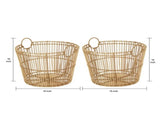 Large Light Natural Open Poly Rattan Storage Basket with Handles, 2 Pack 88702460