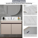 31 Inch Marble Vanity Top, White Vanity Top with Pre-drilled Faucet Holes, Bathroom Vanity Top with 82818941