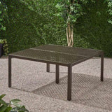 Outdoor Modern Aluminum Dining Table with Woven Accents, Gloss Black 65144.00BZE
