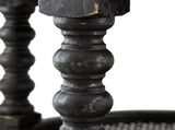 D23.5 x 25" Round Three Tiered Side Table with Rattan Shelf, Black W2078P231566