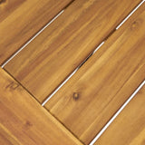 Outdoor Acacia Wood Coffee Table, Teak Finish / Rustic Metal Brown and Black, 27.25"D x 45.75"W x 62348.00