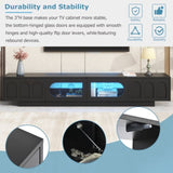 ON-TREND TV Stand with Fluted tempered Glass Doors for TVs Up to 95'', Functional Media Console with WF531672AAB
