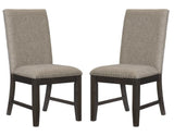Rustic Brown Finish Set of 2 Chair Oak Veneer Fabric Upholstered Back and Seat B01143654