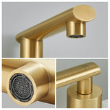 ZNTS Brushed Gold 3-Hole Low-Arch 8 Inch Widespread Bathroom Faucet, Vanity Sink Faucet with Metal Pop Up 63313083