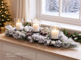 Christmas Flocked Centerpiece Candle Holder with 3 Candle Holders, Artificial Pine Needles & 6 Pine 36756860