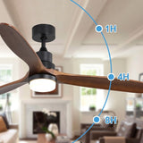 ZNTS 60 Inch Ceiling Fan With Lights 3 Solid Wood Fan Blade Noiseless Reversible Motor Remote Control KBS-6003