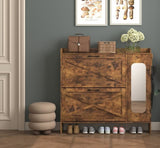 Shoe Storage Cabinet with 2 Flip Drawers, Freestanding Organizer with Metal Legs for Entryway, W2129P299615