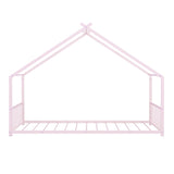 Twin Size Metal House Bed, Pink MF305886AAH
