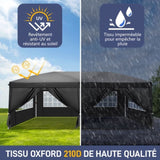 ZNTS 3 x 6m Four Windows Practical Waterproof Folding Tent Black 99009729