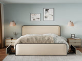 Modern Metal Bed Frame with Curved Upholstered Headboard and Footboard Bed with 4 Storage Drawers, N701P229016B