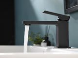 Black Bathroom Faucet, Brushed Black Faucet for Bathroom Sink, Black Single Hole Bathroom Faucet W1932P156219