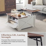 ZNTS Lift Top Coffee Table, Ergonomic Rising Table with Hidden Compartment, Dining Table with Storage 58519229