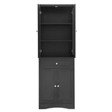 ZNTS Tall Bathroom Storage Cabinet, Cabinet with Four Doors and Drawers, Adjustable Shelf, MDF Board, N725P186649B