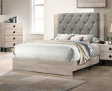 Contemporary 1pc Cream Finish California King Size Bed Bedroom Furniture Gray Tufted Design B011P236791