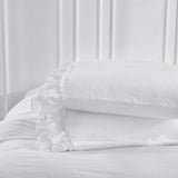 Farmhouse Ruffle Buffalo Check Shower Curtain with Coconut Buttons 46278517