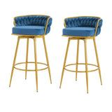 Swivel Counter Height Bar Stools Set of 2, 31." Bar Height Stools with Hand-Woven Backrest & Gold N762P216979C
